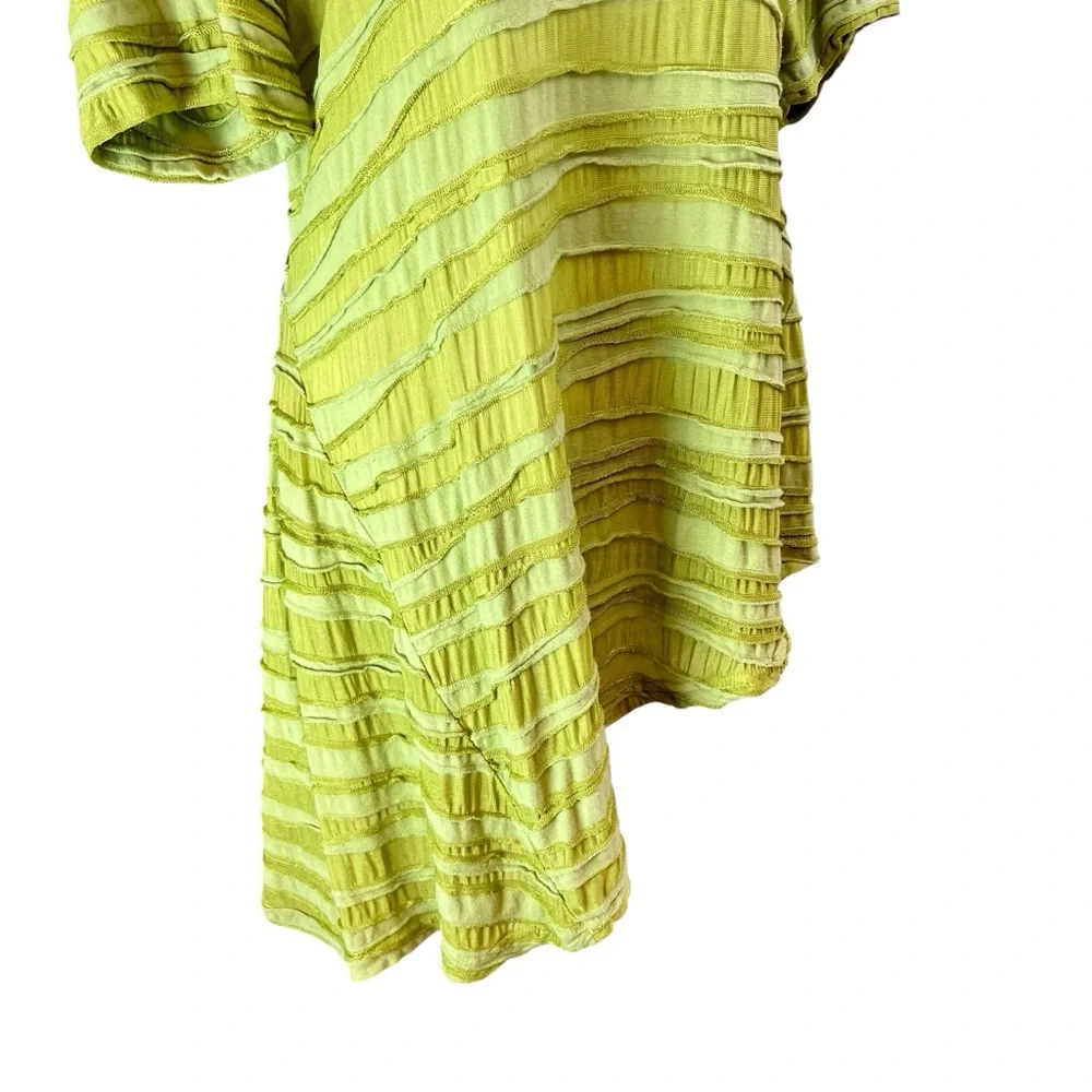 CUT LOOSE Olive Green Tunic Top Shirt Sz L Asymmetrical Short Sleeve‎ Lagenlook - Picture 4 of 16